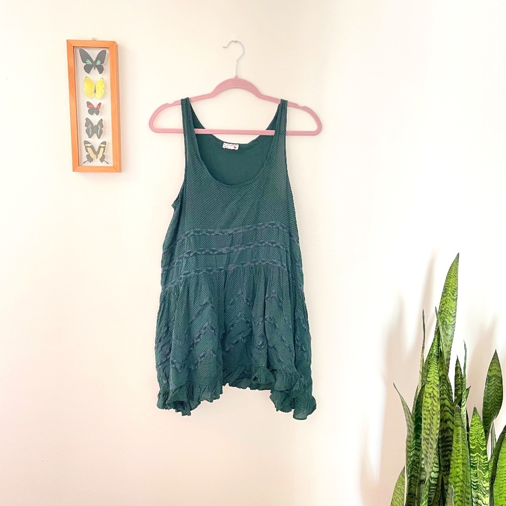 Free People, Size Small, Green & White